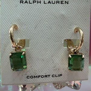 Ralph Lauren Emerald Green and Gold Clip Earrings